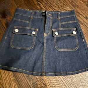 Petal & Pup Dark Blue Mini Skirt with Buttoned Pockets